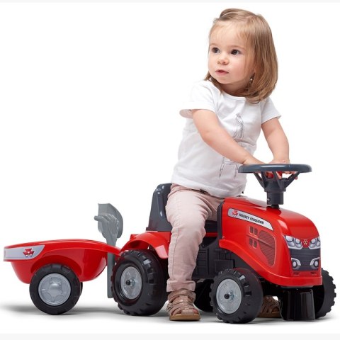 FALK Jeździk Traktorek Z Przyczepką Massey Ferguson Odpychacz Czerwony