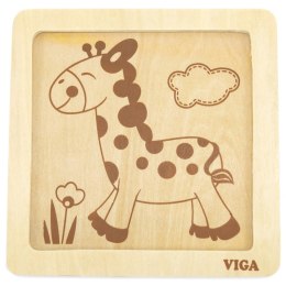 VIGA Drewniane Puzzle Układanka Edukacyjna Żyrafa 4 el. Montessori