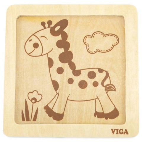 VIGA Drewniane Puzzle Układanka Edukacyjna Żyrafa 4 el. Montessori
