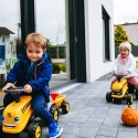 FALK Traktorek Jeździk JCB Pomarańczowy Z Przyczepką Łopatka Grabki