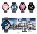 Smartwatch Damski Giewont GW330-5 Różowe Złoto-Czarny Pasek Silikonowy + Czarna Bransoleta