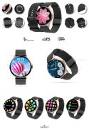 Smartwatch Damski Giewont GW330-5 Różowe Złoto-Czarny Pasek Silikonowy + Czarna Bransoleta