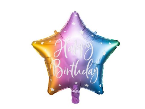 Balon foliowy urodzinowy gwiazdka Happy Birthday 40 cm kolorowy
