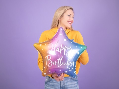 Balon foliowy urodzinowy gwiazdka Happy Birthday 40 cm kolorowy