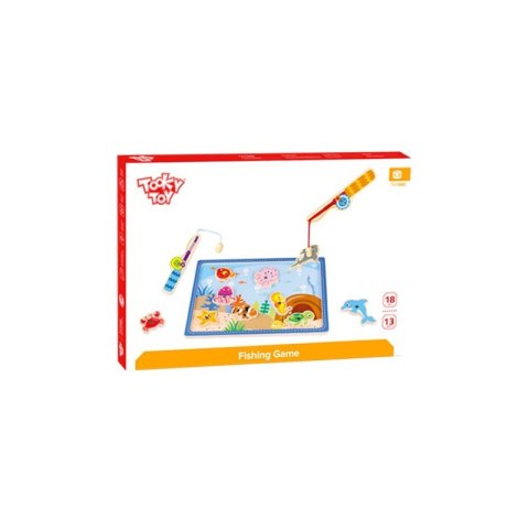 TOOKY TOY Drewniana Gra Łowienie Rybek 2 Wędki + 10 el.