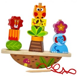 TOOKY TOY Drewniany Stacker Układanka Balansująca Zwierzęta Nawlekanka