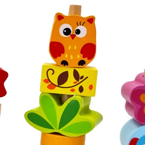 TOOKY TOY Drewniany Stacker Układanka Balansująca Zwierzęta Nawlekanka