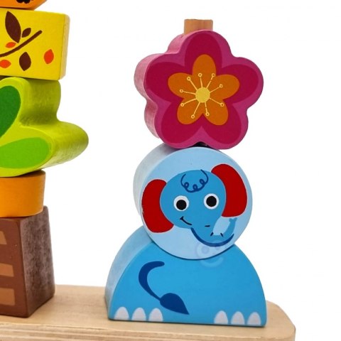TOOKY TOY Drewniany Stacker Układanka Balansująca Zwierzęta Nawlekanka