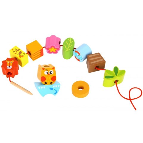 TOOKY TOY Drewniany Stacker Układanka Balansująca Zwierzęta Nawlekanka