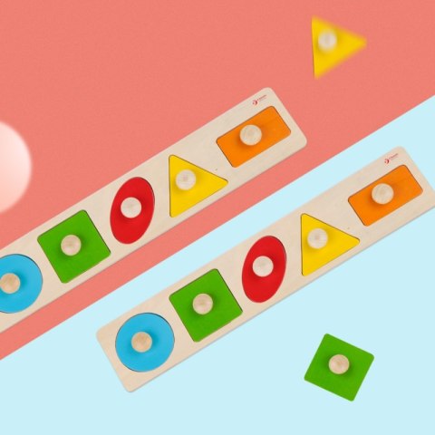 CLASSIC WORLD Drewniana Układanka Geometryczna MONTESSORI Sorter Kształtów Nauka Kolorów 6el.