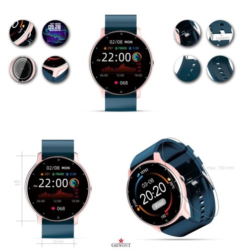 Smartwatch Giewont GW120-5 Różowe Złoto-Niebieski