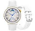 Smartwatch Damski Rubicon RNCE92-2 Złoty-Biały Skórzany Pasek + Biały Silikonowy Pasek