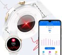 Smartwatch Damski Rubicon RNCE92-2 Złoty-Biały Skórzany Pasek + Biały Silikonowy Pasek