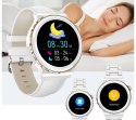 Smartwatch Damski Rubicon RNCE92-2 Złoty-Biały Skórzany Pasek + Biały Silikonowy Pasek