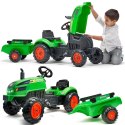 FALK Traktorek X Tractor Zielony z Przyczepką Klakson 2-5 Lat