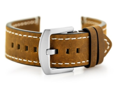 Pasek skórzany do zegarka W72 - ciemny brąz - 22mm