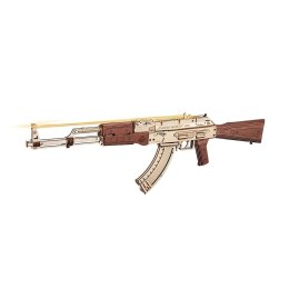 ROBOTIME Drewniane Mechaniczne Puzzle 3D - Karabin AK-47