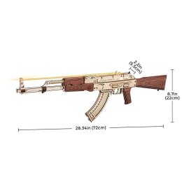 ROBOTIME Drewniane Mechaniczne Puzzle 3D - Karabin AK-47