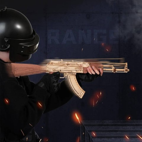 ROBOTIME Drewniane Mechaniczne Puzzle 3D - Karabin AK-47