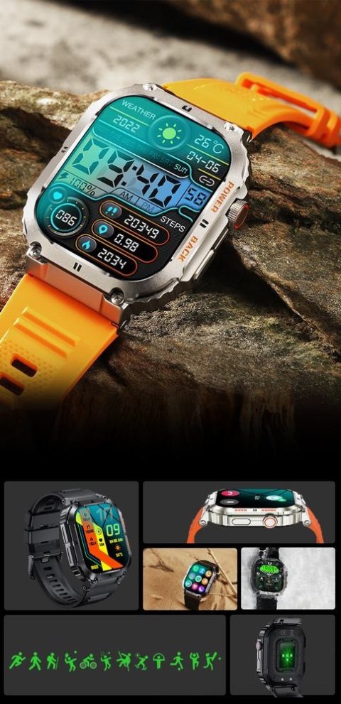 SMARTWATCH MĘSKI Gravity GT6-2 - WYKONYWANIE POŁĄCZEŃ, MONITOR SNU (sg020b)