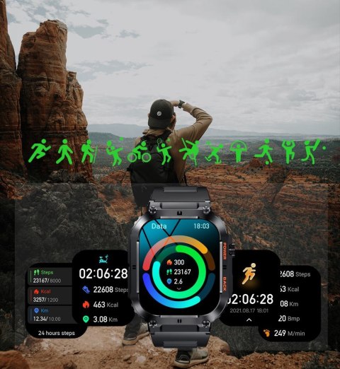 SMARTWATCH MĘSKI Gravity GT6-2 - WYKONYWANIE POŁĄCZEŃ, MONITOR SNU (sg020b)
