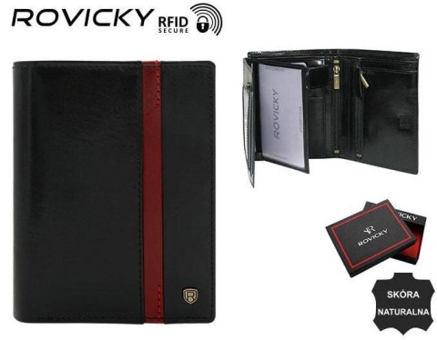 Portfel męski skórzany N575-RVTP-3074 Black-Red
