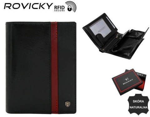 Portfel męski skórzany N62-RVTP-3050 Black-Red