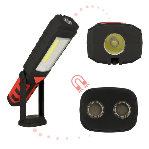 Latarka warsztatowa 3w1 USB COB magnes akumulator