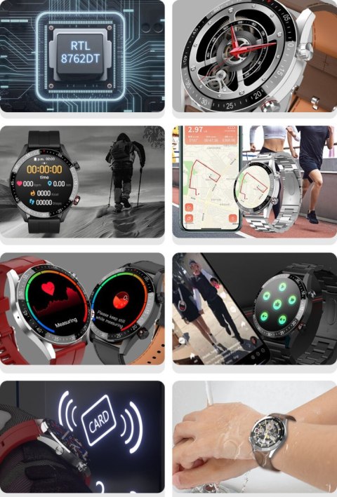 SMARTWATCH MĘSKI Gravity GT4-6 - WYKONYWANIE POŁĄCZEŃ, KROKOMIERZ (sg023f)