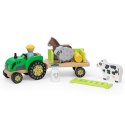 Viga Drewniany Traktor z Przyczepą Figurki Zwierząt Farma Zestaw Edukacyjny