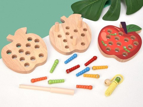 Złap robaczka jabłko wędka magnes przeplatanka 2w1 Montessori ZA4687