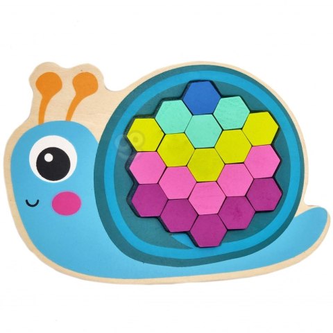 TOOKY TOY Drewniana Kolorowa Mozaika Układanka Żółw Ślimak