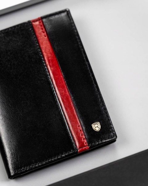 Portfel męski skórzany 22314-RVTP BLACK+RED