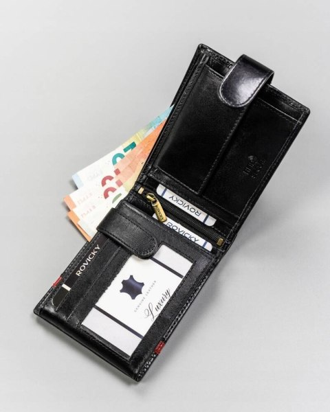 Portfel męski skórzany 22320L-RVTP BLACK+RED