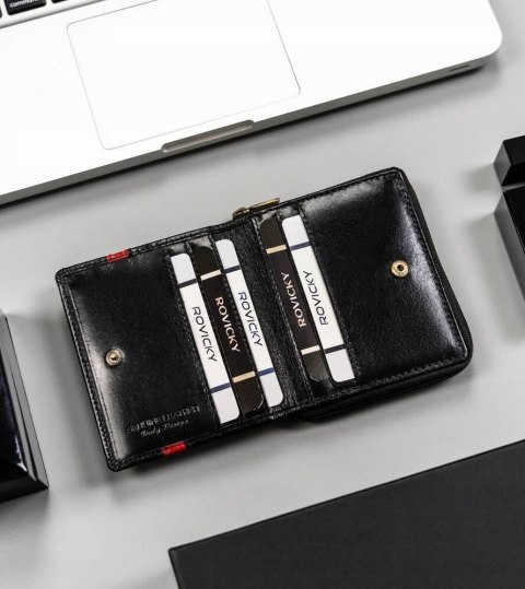 Portfel męski skórzany 22322-RVTP BLACK+RED
