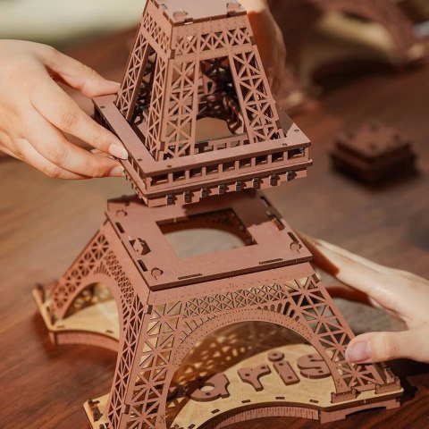 ROBOTIME Drewniane Puzzle Model 3D - Wieża Eiffla z Oświetleniem LED