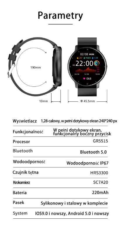 SMARTWATCH UNISEX GRAVITY GT1-10 - PULSOMETR, WŁASNE TARCZE (sg015j)