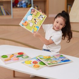 VIGA Drewniane Puzzle Układanka Montessori 2w1 Figurki Warzywa Edukacyjna