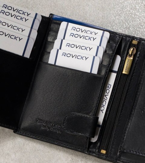 Portfel męski skórzany N4-RVT-6887 Black+Navy