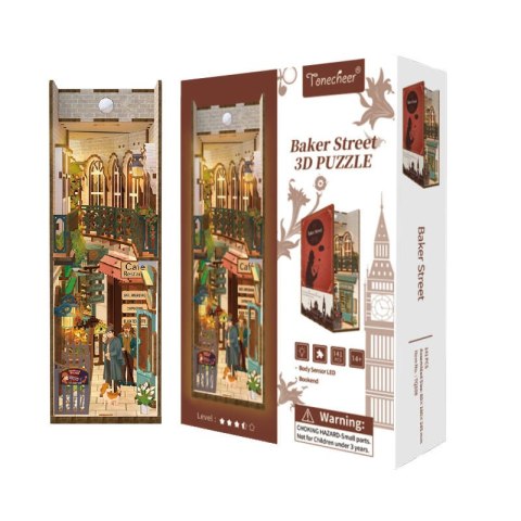 Tonecheer Składany Drewniany Model 3D LED - Book Nook Baker Street