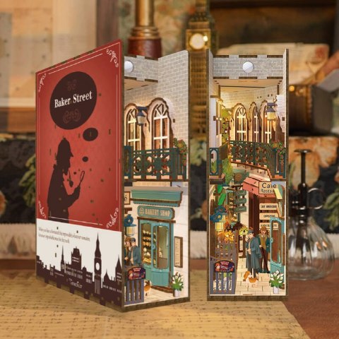 Tonecheer Składany Drewniany Model 3D LED - Book Nook Baker Street