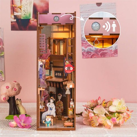 Tonecheer Składany Drewniany Model 3D LED - Book Nook Japoński Sklepik