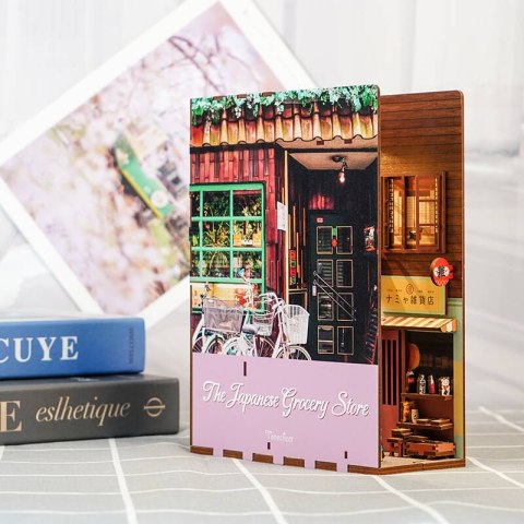 Tonecheer Składany Drewniany Model 3D LED - Book Nook Japoński Sklepik