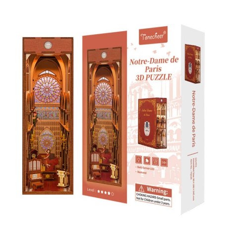 Tonecheer Składany Drewniany Model 3D LED - Book Nook Notre Dame