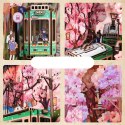 Tonecheer Składany Drewniany Model 3D LED - Book Nook Sakura's Travel