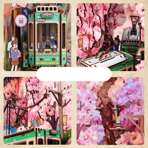 Tonecheer Składany Drewniany Model 3D LED - Book Nook Sakura's Travel