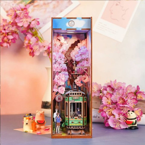 Tonecheer Składany Drewniany Model 3D LED - Book Nook Sakura's Travel