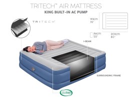Bestway 2 os materac wbudowana pompka Tritech Air 203x193x56cm King 67692