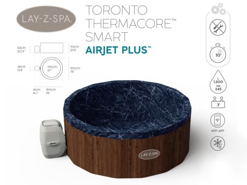 Bestway hydromasaż Lay-Z-Spa Toronto 5-7os 190cm WiFi 2024 60163