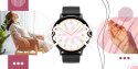 Smartwatch Damski Giewont GW330-3 Czarny-Czarny Pasek Silikonowy + Czarna Bransoleta